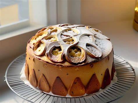 Panettone casero recién horneado con decoración de almendras y azúcar