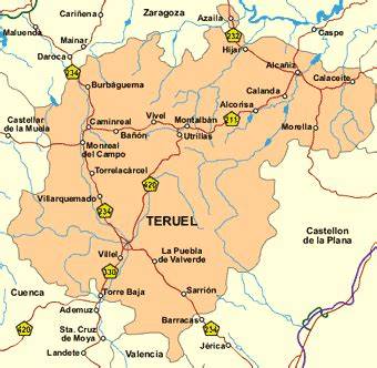 Mapa de ubicación de Calamocha en la provincia de Teruel