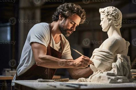 Manuel García Linares trabajando en la escultura