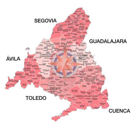Mapa de la Comunidad de Madrid con los municipios participantes en Madrid Rural