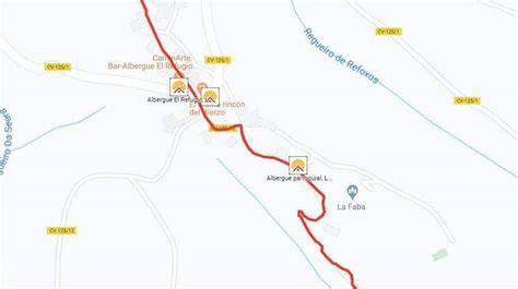 Mapa de la ubicación del Albergue La Faba en el Camino Francés