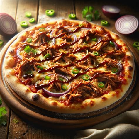 Pizza de pulled pork con salsa barbacoa y bacon