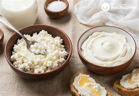 Comparación visual entre requesón y queso crema