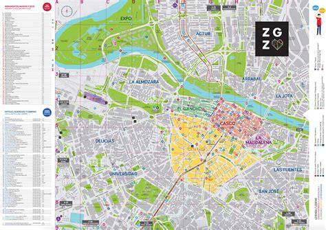 Mapa de Zaragoza con los bares y restaurantes mencionados