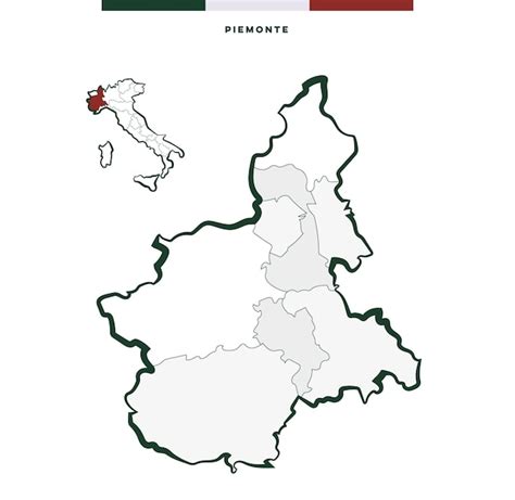 Mapa de la región de Piamonte, Italia