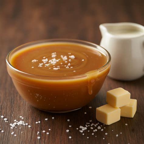 Salsa de caramelo salado en un bol