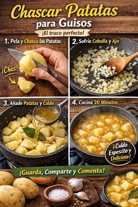 Técnica de chascar las patatas para el guiso