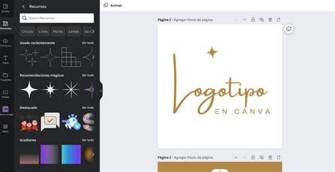 Interfaz de herramienta de diseño de logos online