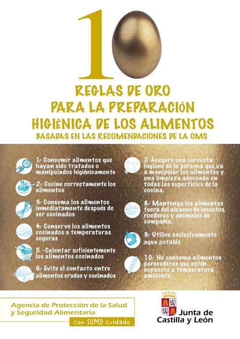 Esquema de las diez reglas de oro de la OMS para la preparación higiénica de los alimentos