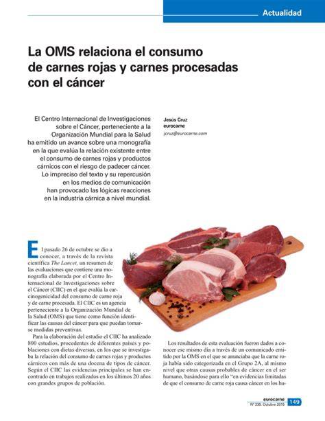 Clasificación de la OMS de carnes rojas y procesadas