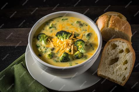 Sopa de brócoli servida en pan