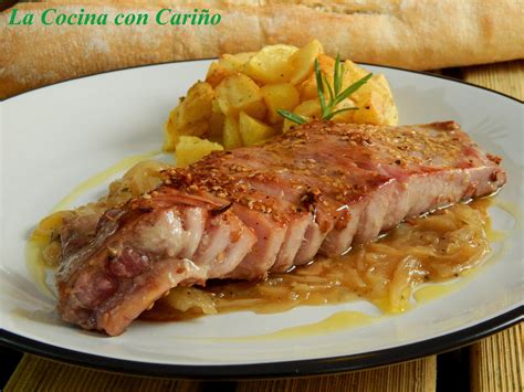 ventresca de atún con patatas recién horneada