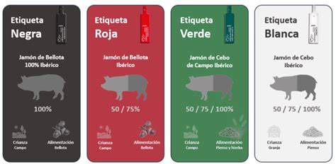 Tabla de colores de los precintos del jamón ibérico