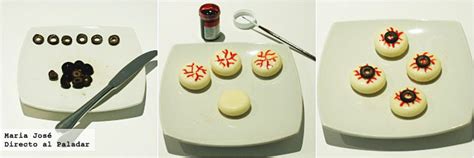 Ojos de queso decorados con venitas y aceitunas