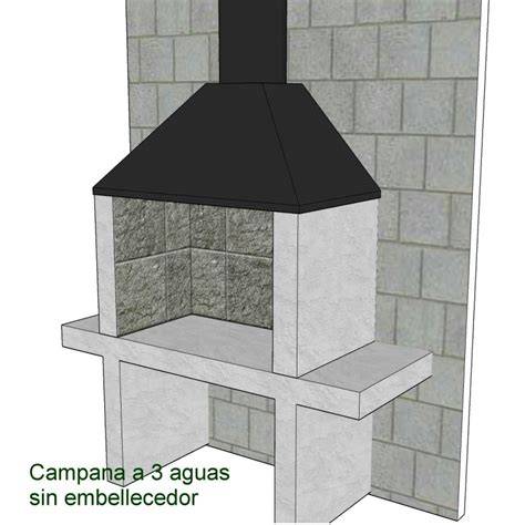 Esquema técnico de una campana para barbacoa con sus componentes principales