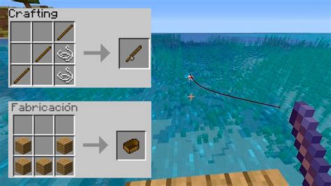 Receta de crafteo de la caña de pescar con zanahoria en Minecraft