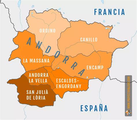 Mapa de Andorra en relación con España