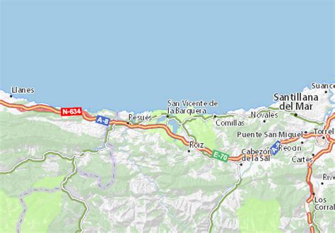 Mapa de Cantabria destacando San Vicente de la Barquera