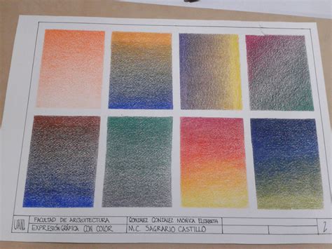 Ejemplo de degradado realizado con lápices de colores
