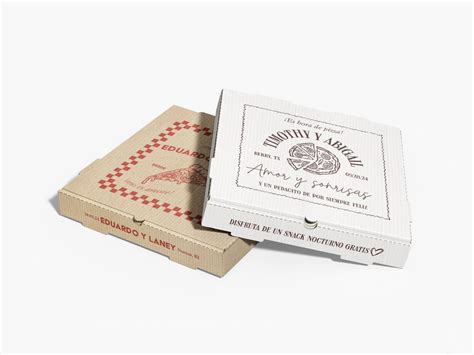 Ejemplos de cajas de pizza personalizadas con diferentes logos