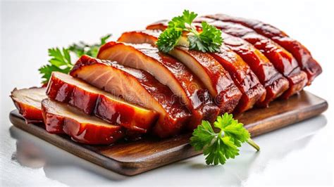 Plato de Char siu recién cortado con un glaseado brillante