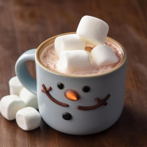 Taza de chocolate caliente con malvaviscos