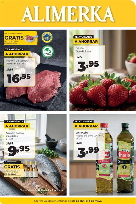 Portada de un folleto de ofertas de Alimerka con productos de carne