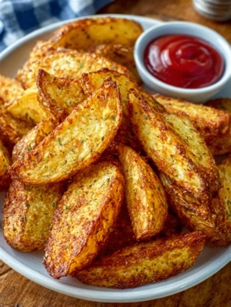 Plato de papas rústicas doradas y crujientes con hierbas frescas