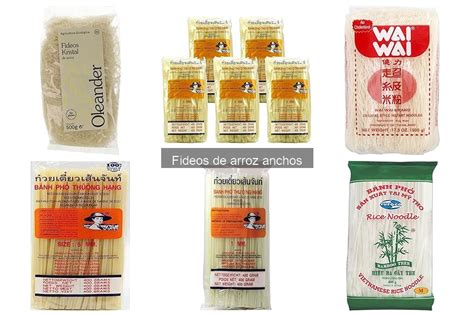 variedades de fideos de arroz secos y listos para cocinar
