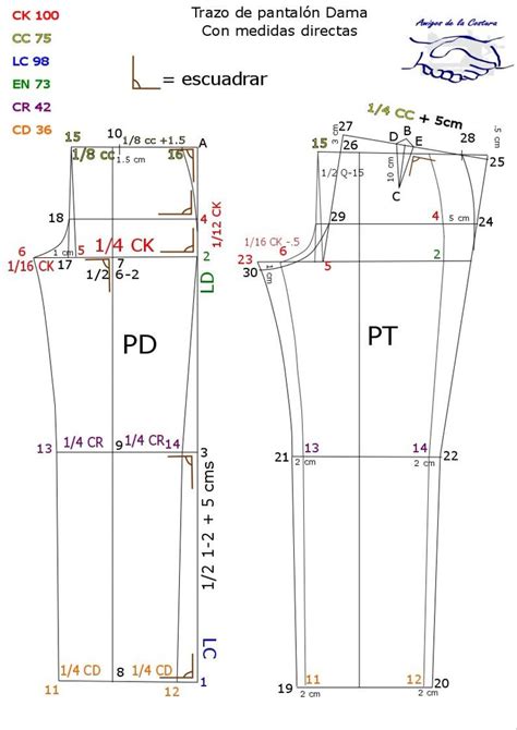 Esquema de corte de pantalón de vestir con raya vertical y silueta fluida
