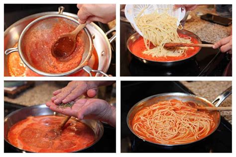 Mezclando espaguetis con la salsa