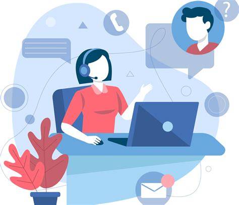 Ilustración de un equipo de atención al cliente amable y profesional