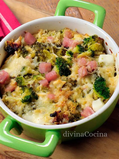 Brócoli al horno con bechamel Futurlife y jamón serrano