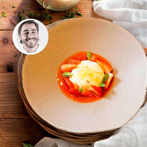 Esquema visual del ravioli de nata de Jordi Roca con su jugo de fresas