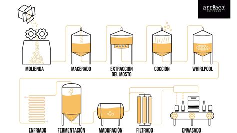 Diagrama del proceso de fermentación espontánea en la elaboración de cerveza