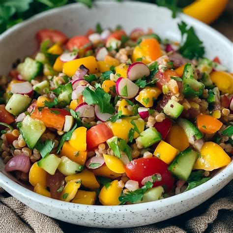Ensalada de lentejas fresca y colorida