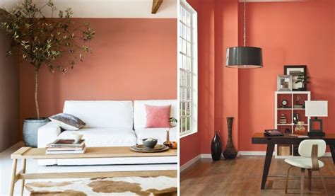combinación de interiores en tonos salmón y verde