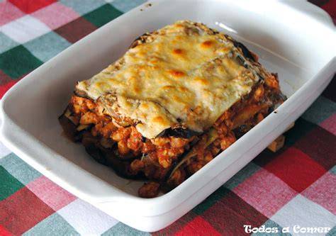 Lasaña de berenjenas y carne picada