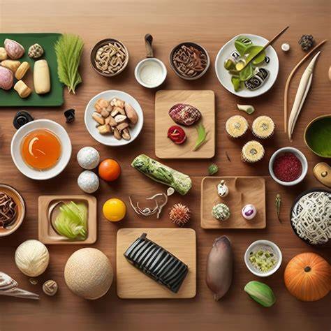 Ingredientes frescos sobre una mesa de madera preparados para el encurtido