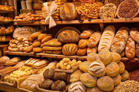 Interior de una panadería artesanal con diversos tipos de pan expuestos