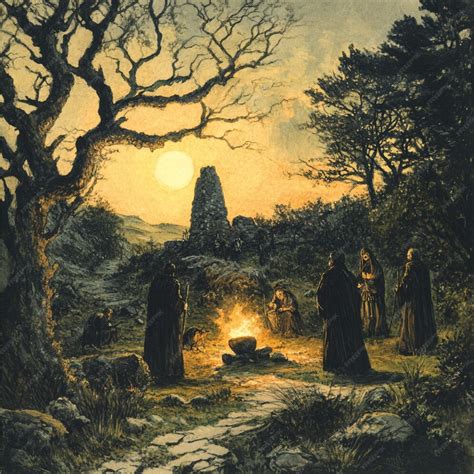 Representación artística de la festividad celta de Samhain