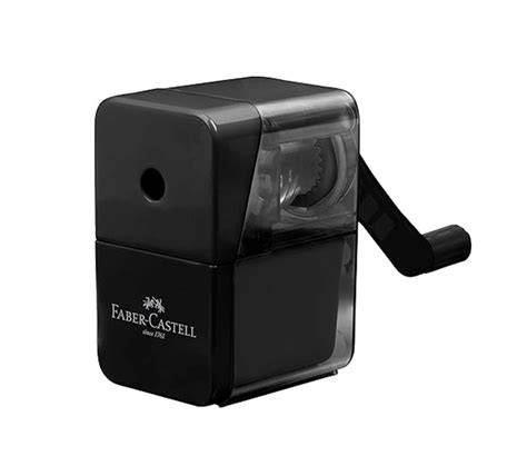 Detalle de un sacapuntas Faber Castell mostrando su sistema de doble depósito