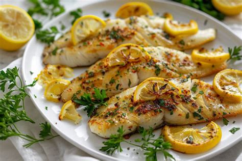 Rape al horno servido con limón y perejil