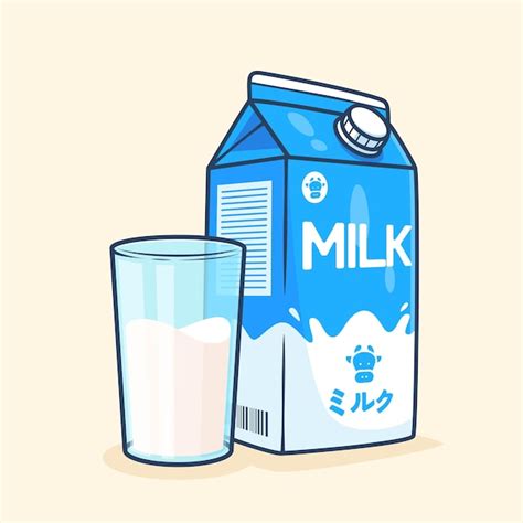 Ilustración de un vaso de leche con nutrientes