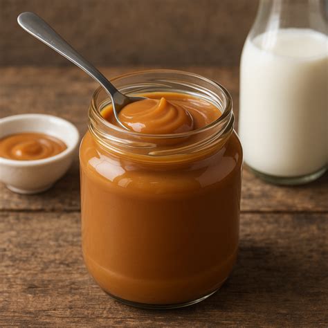Dulce de leche recién hecho en un frasco