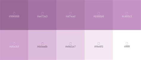 Muestra de diferentes tonos de morado pastel
