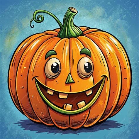 Ilustración de una calabaza sonriente y feliz