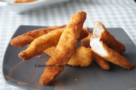 Tiras de pechuga de pollo rebozadas y fritas