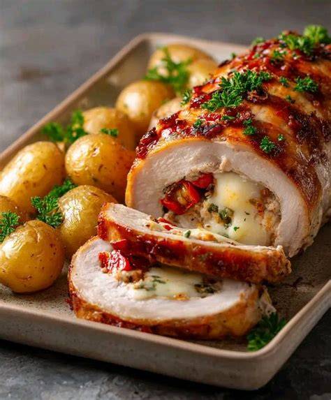 Ingredientes para rellenar un rollo de pollo