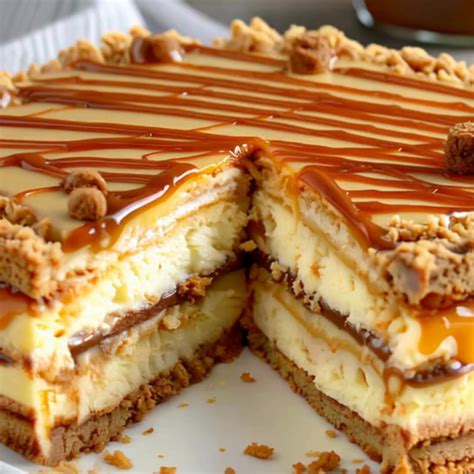 Capas de galletas y crema en un molde para pastel